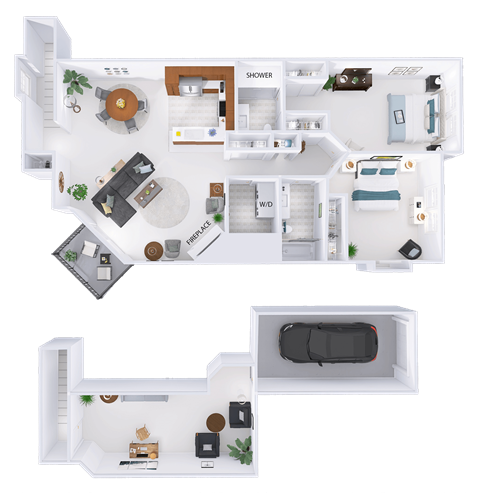 Floor plan for 2 beds, 2 baths, 1694 sqft